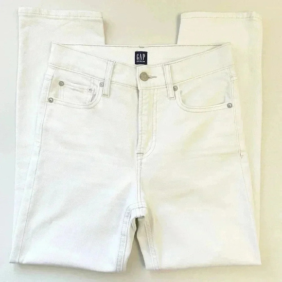 Gap Cheeky Straight Leg Jeans High  Rise Ankle Cropped Denim Off White Size 25 - Picture 13 of 16